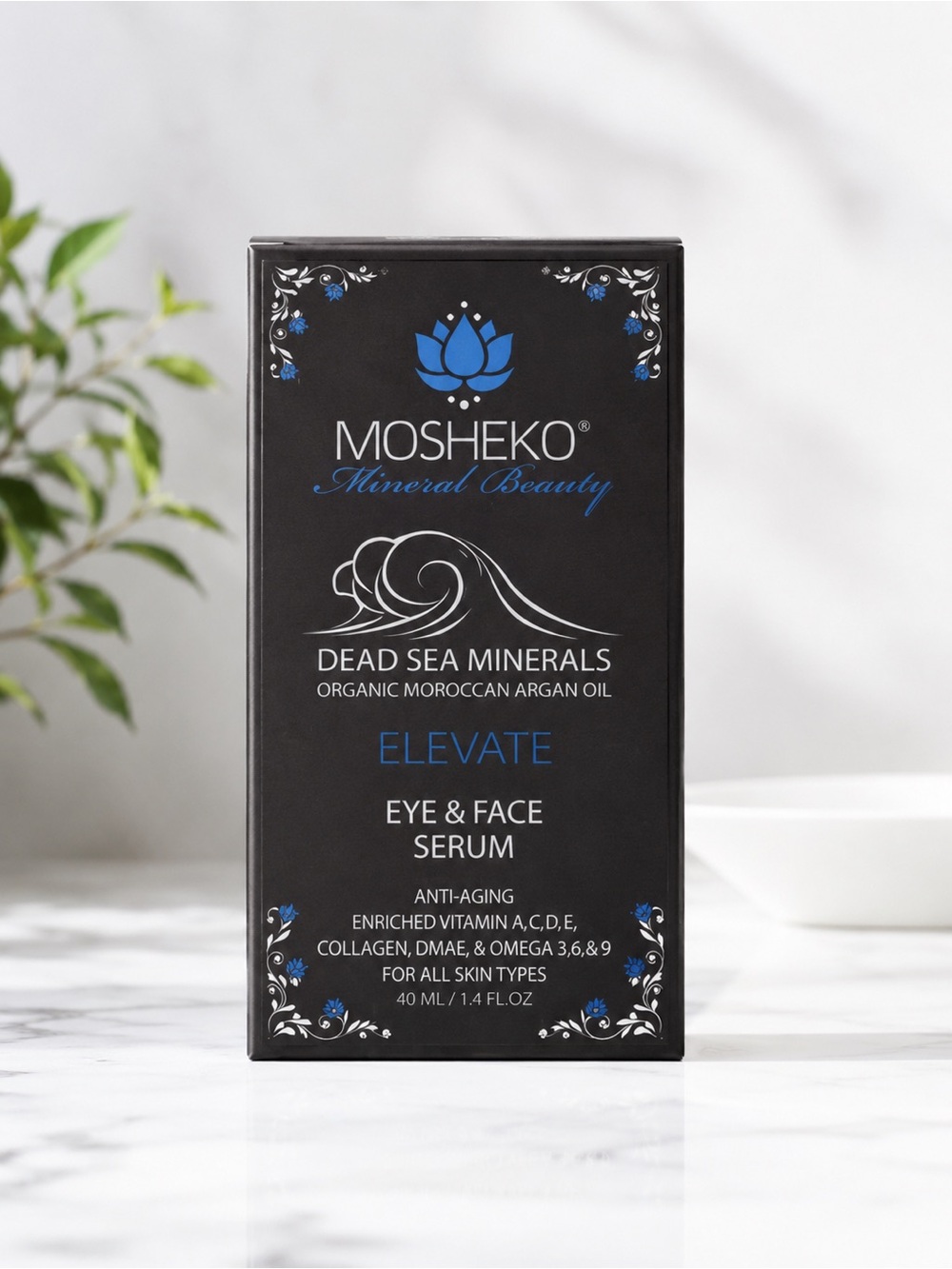 Mosheko Elevate Eye & Face Serum 40ml NIB Dead Sea Minerals Anti Aging Argan Oil